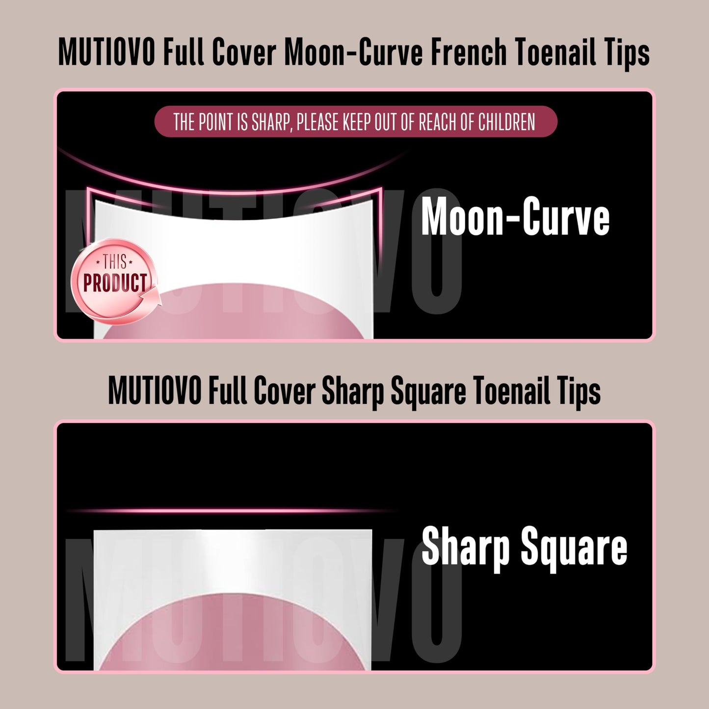 Short Toe Nail Tips White French Tip BERRY PINK Press on with Moon Curve,Soft Gel False Nail Kit,Thick Sharp Square Toenail Exte