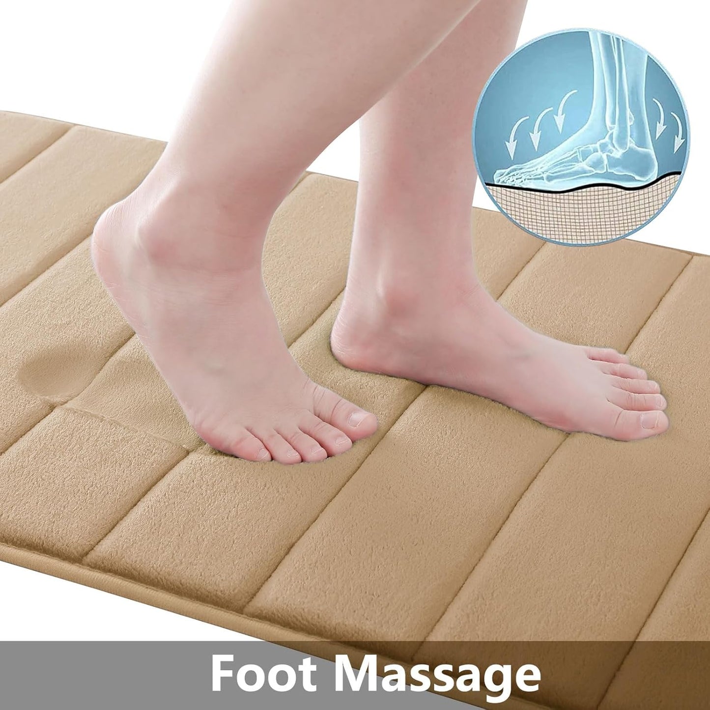 Buganda Memory Foam Bath Mat, 70" x 24", Ultra Soft and Non-Slip Bathroom Rugs, Water Absorbent and Machine Washable Bath Rug Runner for Bathroom, Shower, and Tub, Camel