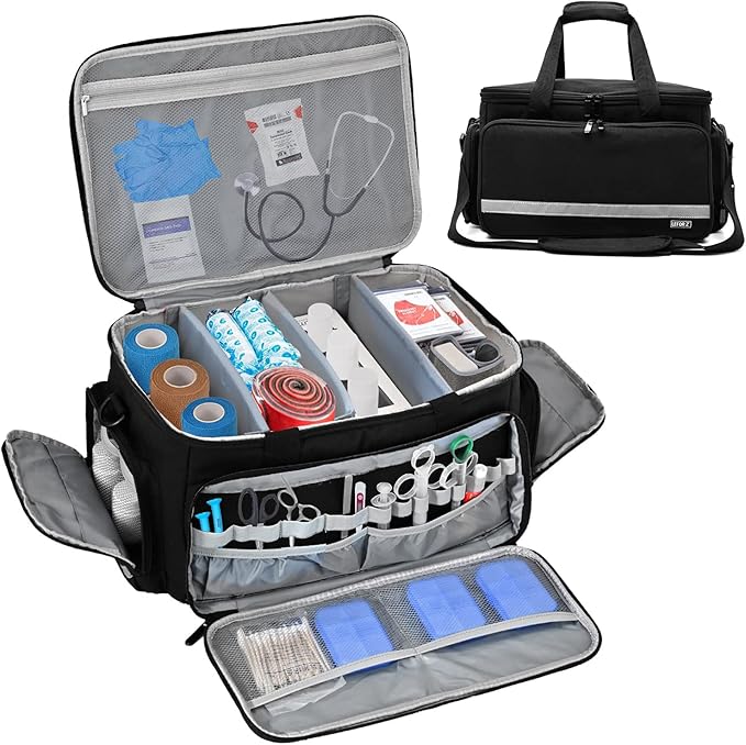 LEFOR·Z Home Health Nurse Bag Medical Bag Empty First Aid Storage with Detachable Divider Medical Supplies Bag for Nursing...