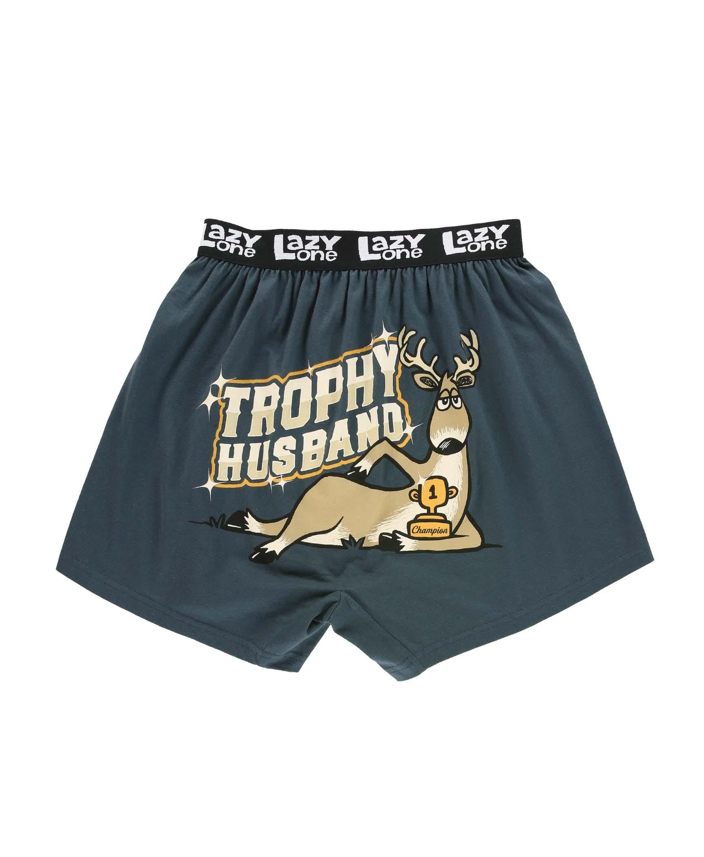 Lazy One Funny Animal Boxers, Novelty Boxer Shorts, Humorous Underwear, Gag Gifts for Men (Trophy Husband, X-LARGE)