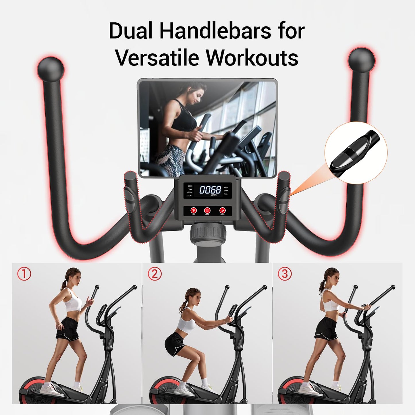 Elliptical Exercise Machine with 15.5" Stride & Heart Rate Grips, Silent Magnetic Elliptical Trainer for Home with 16 Levels Resistance and LCD Monitor,350 LBS Weight Capacity