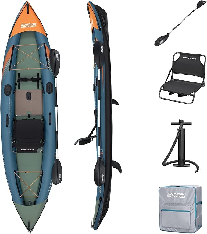 Hydro-Force Angler Elite X1 Inflatable 1-Person Fishing Kayak Set 12'6"