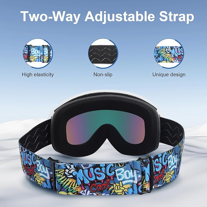 OTG Kids Ski Goggles Kids Snowboard Goggles for Boys Girls Toddler Youth Kid Snow Goggles Anti-Fog UV400 Protection