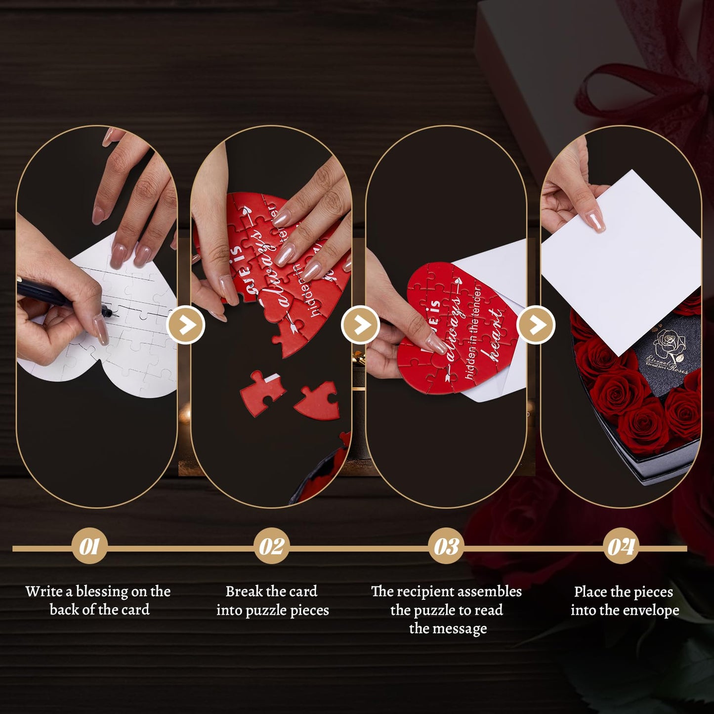 Anthonic 12 Preserved Roses in Heart-Shaped Box - Eternal Love Gift, Long-Lasting Roses for Her - Forever Flowers - Ideal for Valentine's Day, Anniversaries, Mother's Day - Elegant Display Box