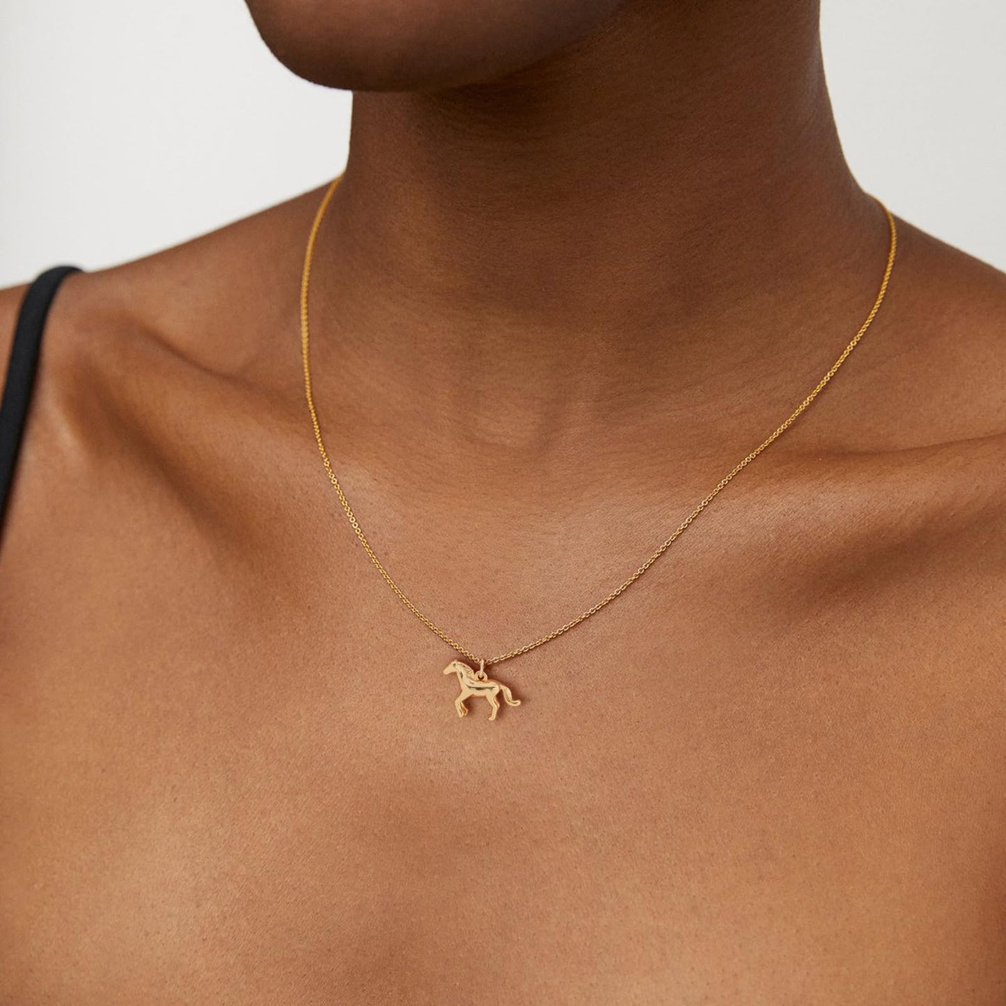 GUOKE Horse Necklace - 14K Gold Plated Dainty Gold Necklace Simple Jewelry for Women