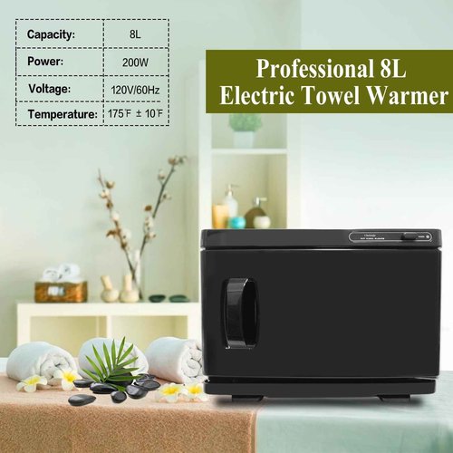 Chetunju Towel Warmer,Towel Steamer for Facial, Professional Spa Hot Towel Warmer 8L, Small Towel Warmer Cabinet, Towel Warmer for Facial caddy for Salon,Spa, Massage Use(*black)