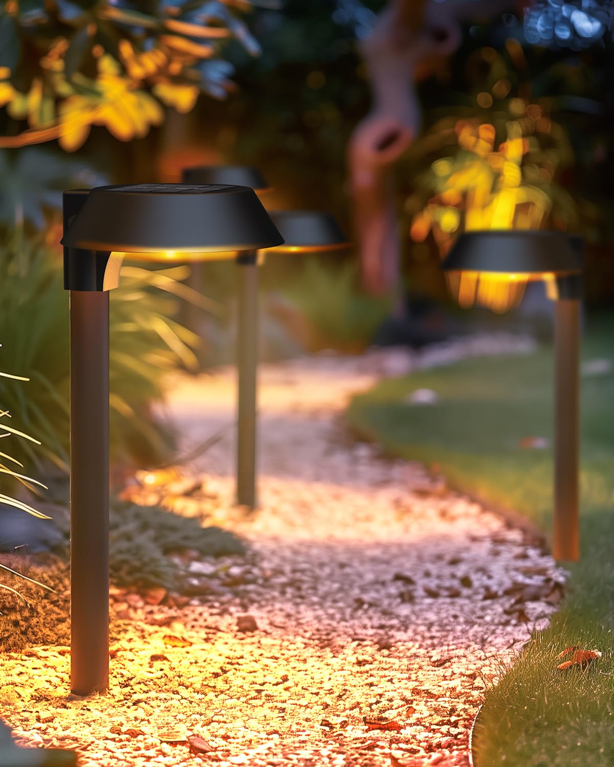 Herzila Solar Lights Outdoor Waterproof, LED Solar Pathway Lights Outdoor Garden Landscape Lighting for Walkway Driveway, Auto On/Off, 6 Pack