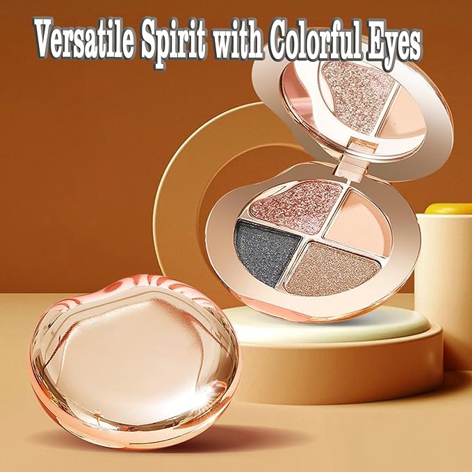 Glow Gallery Highlighting Eye & Cheek Palette, 4-Color Metallic Shimmer Eye & Cheek Palette, Blush and Highlighter Palette, Makeup Set for Shading, Highlighting & Defining the Face (#06)
