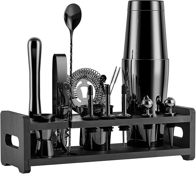 Soing 24-Piece Cocktail Shaker Set,Perfect Home Bartender Kit for Drink Mixing,Stainless Steel Bar Tools With Stand,Velvet...