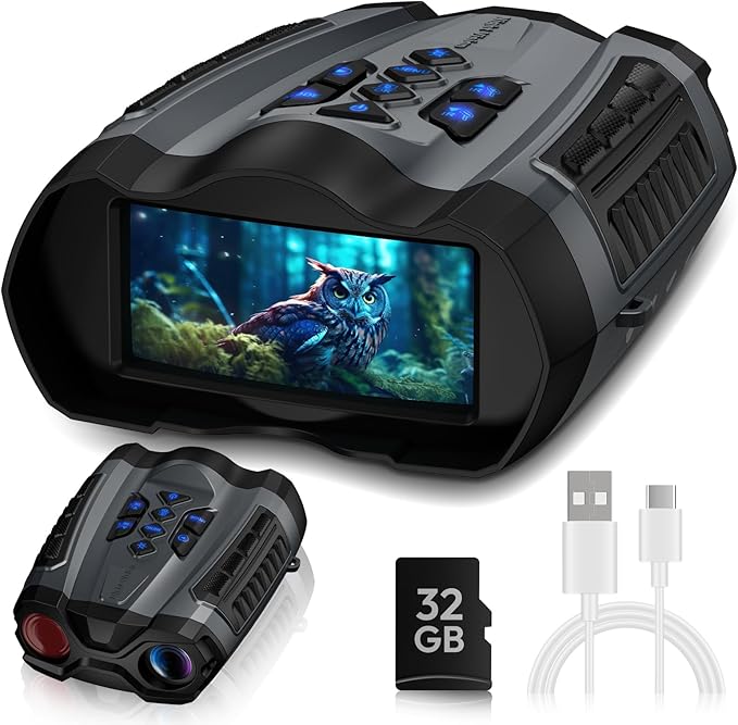 WARMTUYO Night Vision Goggles, 4K Infrared Binoculars with Camera, 9 Gear Night Vision with 5000mAh Battery, 16X Digital Z...