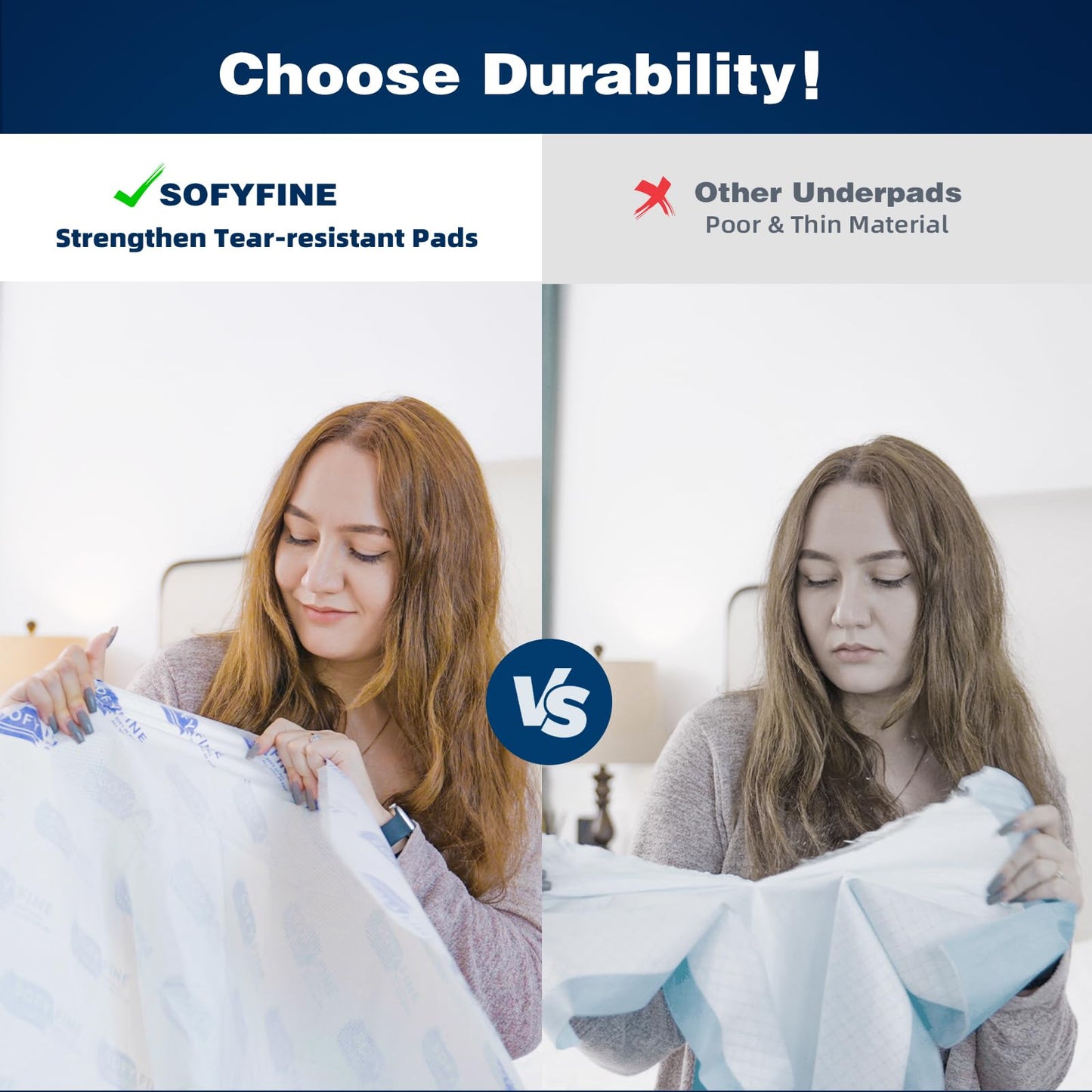SOFYFINE Biggest Chucks Disposable 57"x36" Tear Resistant 215 Gram Heavy Duty Adults Incontinence Bed Pads, 5XL Extra Large Thicken Puppy Pee Pad, 10X Absorbency 360 Lb Transfer[10 Pads]