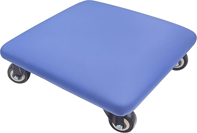 Btibpse Roller Seat 360 Degree Rotating Low Stool with Wheel Chair PU Leather Universal Swivel Wheels Stool for Home Office Fitness and Garage (Square Blue)