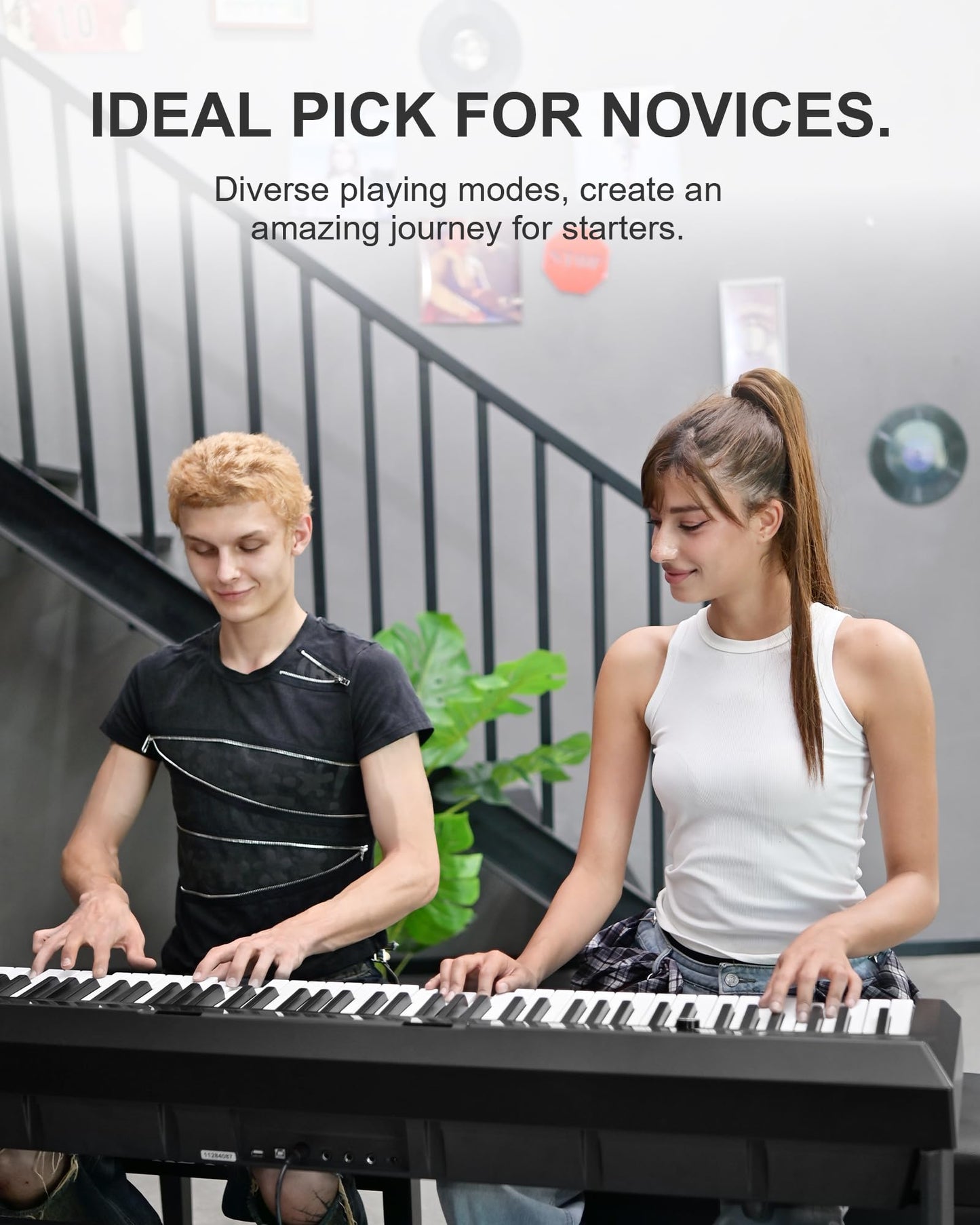KEYIVOX S-200 Beginner Keyboard Piano - 88 Key Full-Size Weighted Digital Piano, Portable Electric Piano with Sustain Pedal, Power Supply, Dual Headphone Jack, USB-MIDI, and MP3 Player,Black