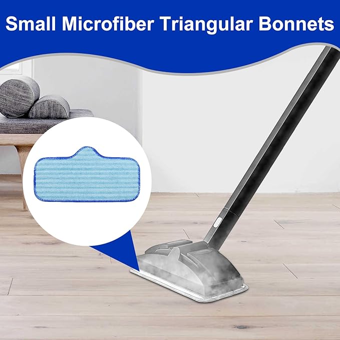 6 Pack Microfiber Pads Compatible with Dupray Neat Steam Cleaner, and 6 Pack Microfiber Small Bonnets(Triangle), Durable, Reusable Cloths and Machine Washable