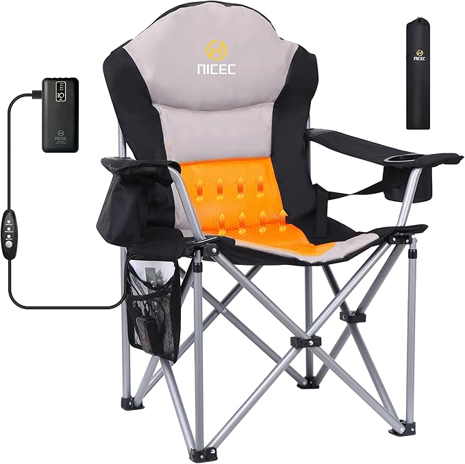 Nice C Heated Camping Chair with Battery, Outdoor Heated Chair, Heated Camping Chairs for Adults, Folding Chair, Beach Cha...