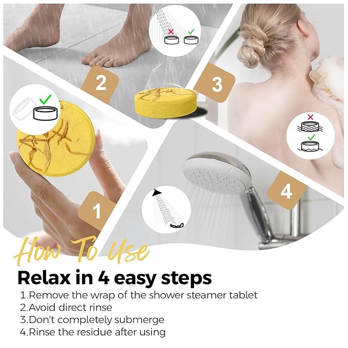 Shower Steamers Aromatherapy Birthday Gifts for Women Travel Essentials, 8 Pcs Lemon, Bath Bombs Shower Bombs with Natural Essential Oils, Relaxation Home SPA