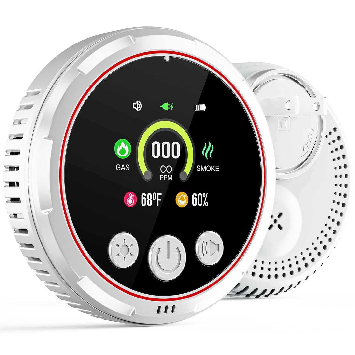 Carbon Monoxide Detectors, 5-in-1 Smoke Detector, Travel Carbon Monoxide Detector, Natural Gas Detector Combustible Gas Detector, and Temp/Humidity Detectors, Real Time Display