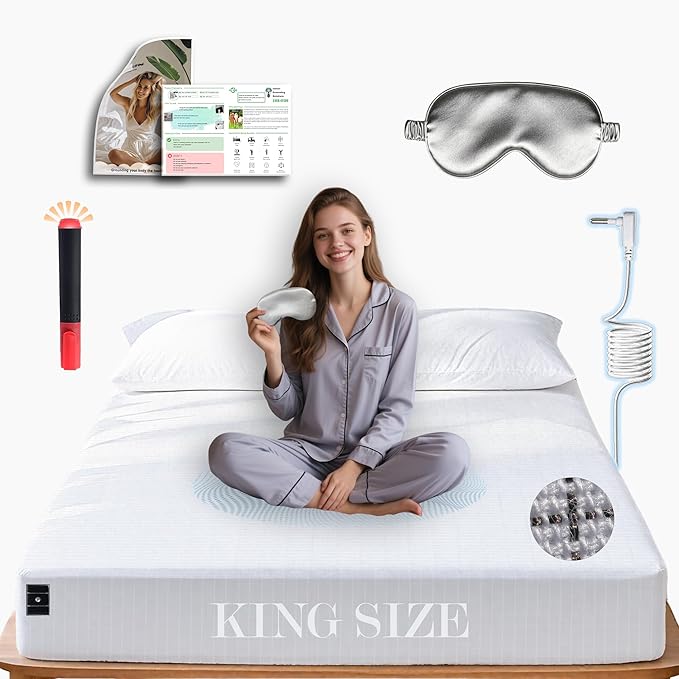 Ali King Grounding Sheets - King Size, Soft Cotton with Silver Fiber, 15'' Deep Pocket Earth Grounding Fitted Bed Sheets for Improved Sleep (White, King 76''*80''*15'')