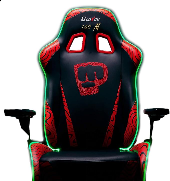 Clutch Chairz Pewdiepie Chair LED 100M - Ergonomic Gaming Chair, Video Game Chairs, Office Chair, High Chair and Lumbar Pillow for Computer Desk - Black - Throttle Series