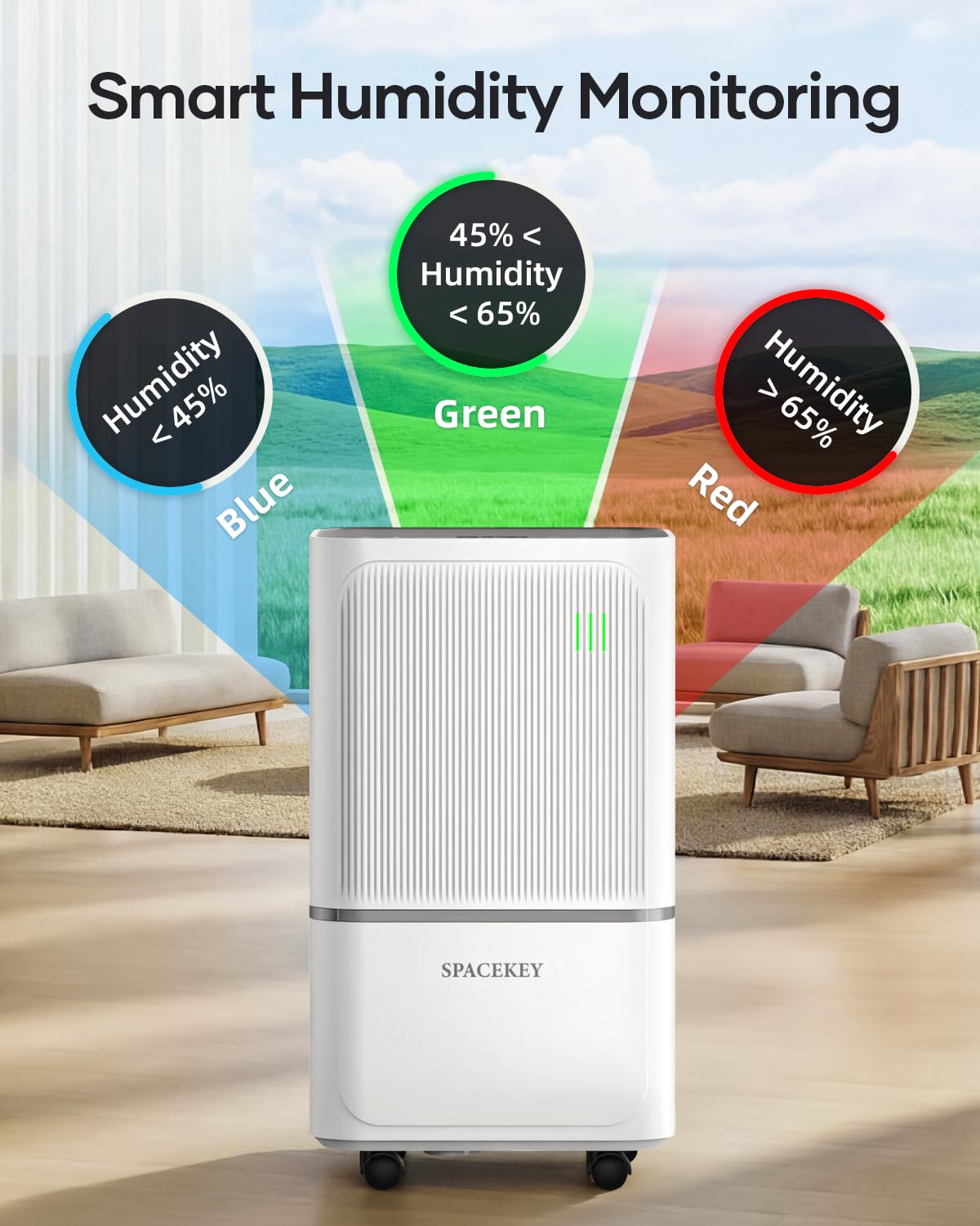 34 Pints Dehumidifier for Basement with Drain Hose Up to 2500 Sq.Ft, Compressor Dehumidifiers for Home, Bedroom, Bathroom, Large Room, 3 Modes, Intelligent Humidistat, Auto Shut-off, 24H Timer, White