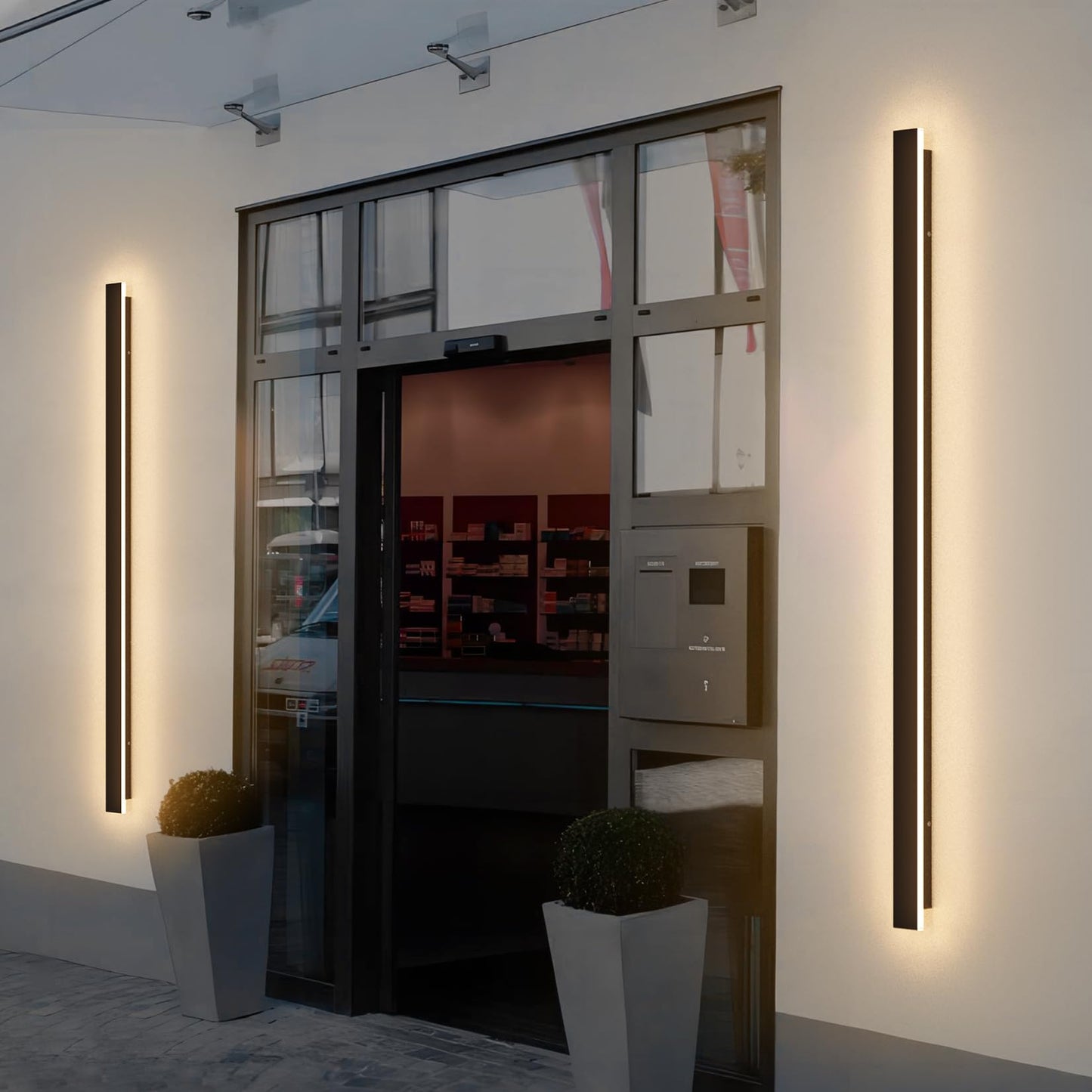 lundwa 2 Pack 47.25inch Long Outdoor LED Wall Lights 35W Black 3000K Warm White Porch Lights Acrylic Waterproof IP65 Exterior Wall Light Fixtures for House Patio Porch Courtyard