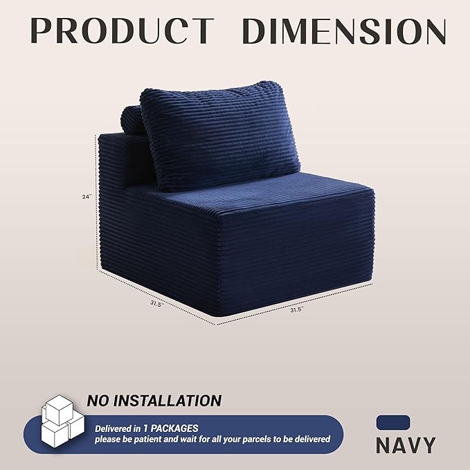 Afuson Cozy Single Seat, Comfortable Seating, No Assembly Required, Blue