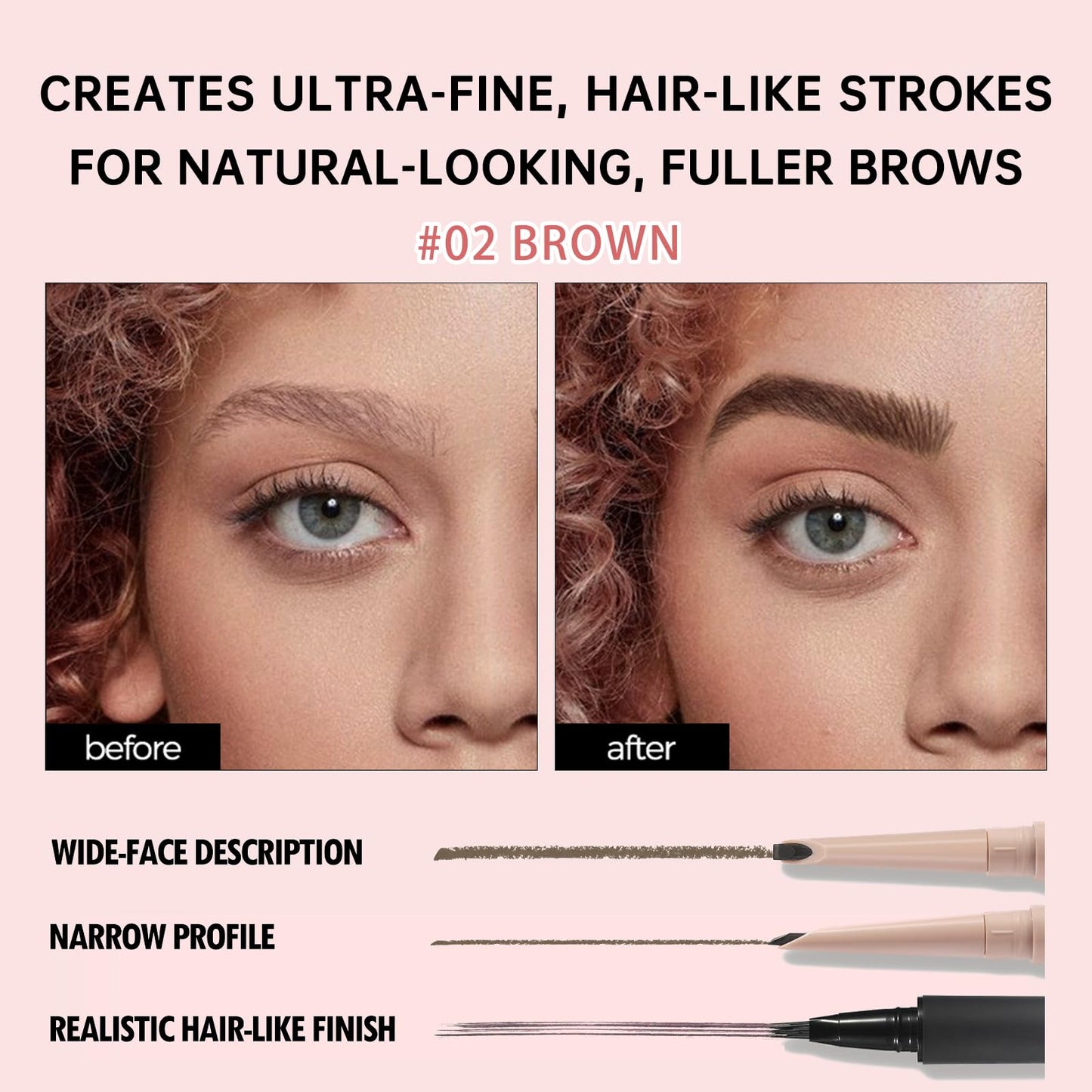 Microblading Eyebrow Pencil Kit - Angled Square Tip Liquid Eyebrow Pencil, Shaping and Filling Brow Definer Pen with Brush & Ref