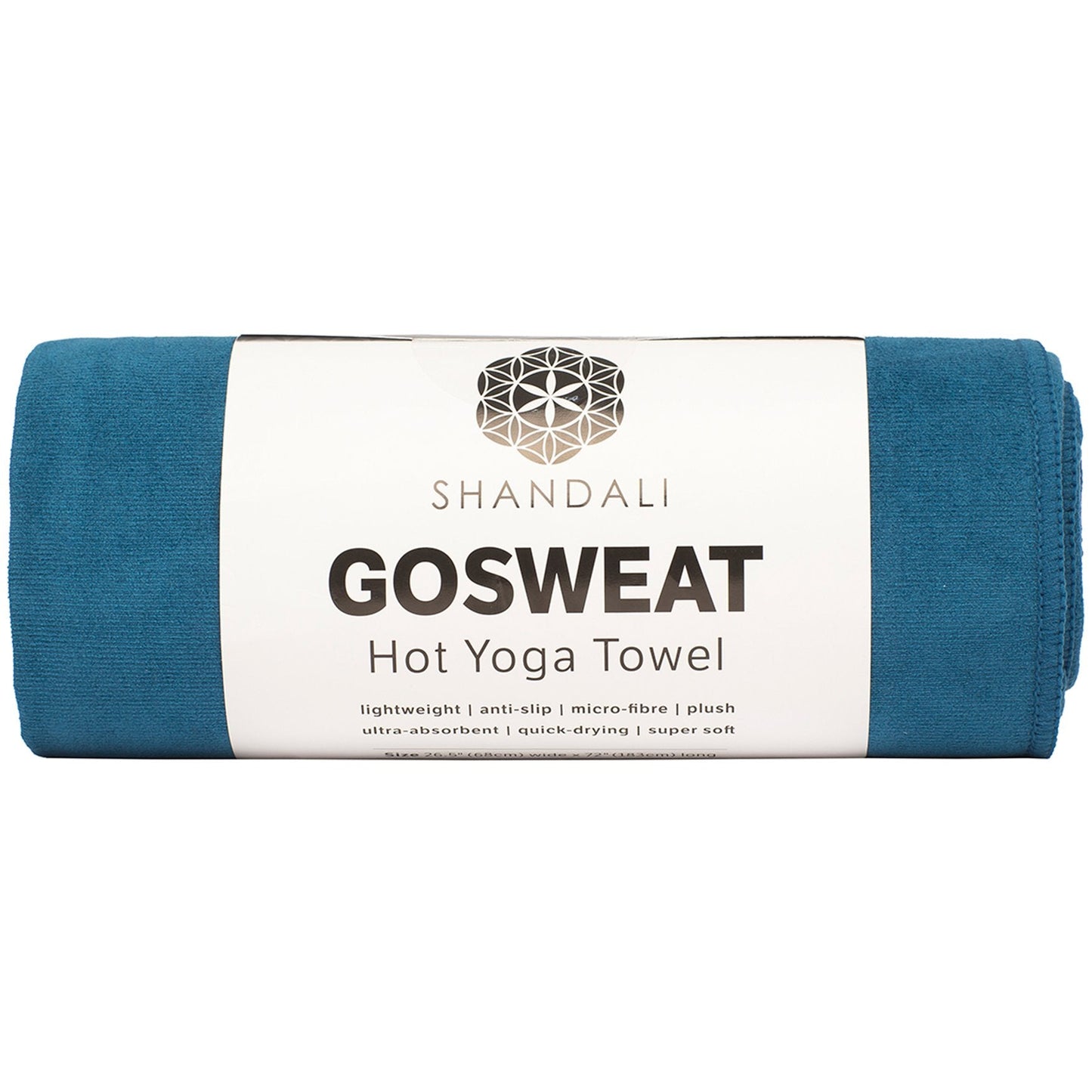 Shandali Hot Yoga GoSweat Microfiber Hand Towel in Super Absorbent Premium Evening Blue Suede for Bikram, Pilates, Gym, and Outdoor Sports. 16 x 26.5 inches.