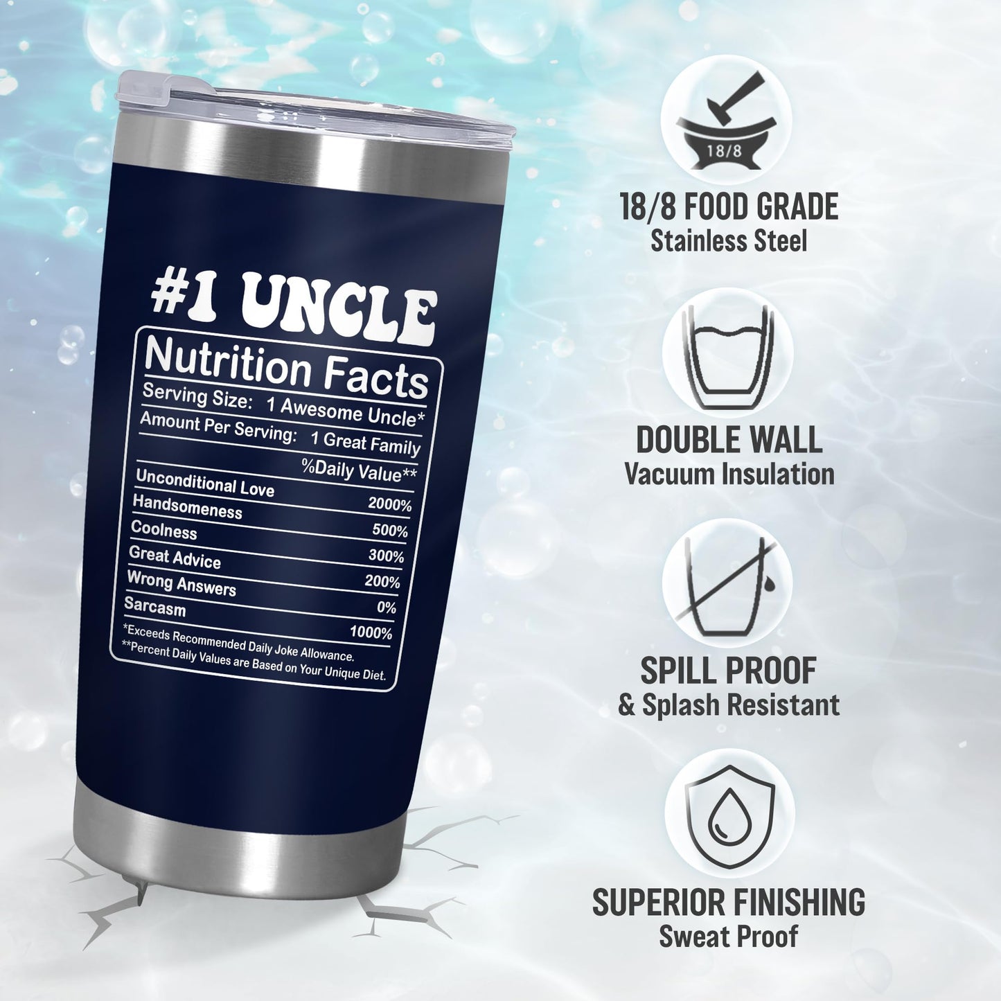 ARVEXO Best Uncle Gifts for Men - 20 oz Stainless Steel Cup Insulated Travel Tumbler with Lid - Uncle Birthday Gifts for Brother, Present for Men
