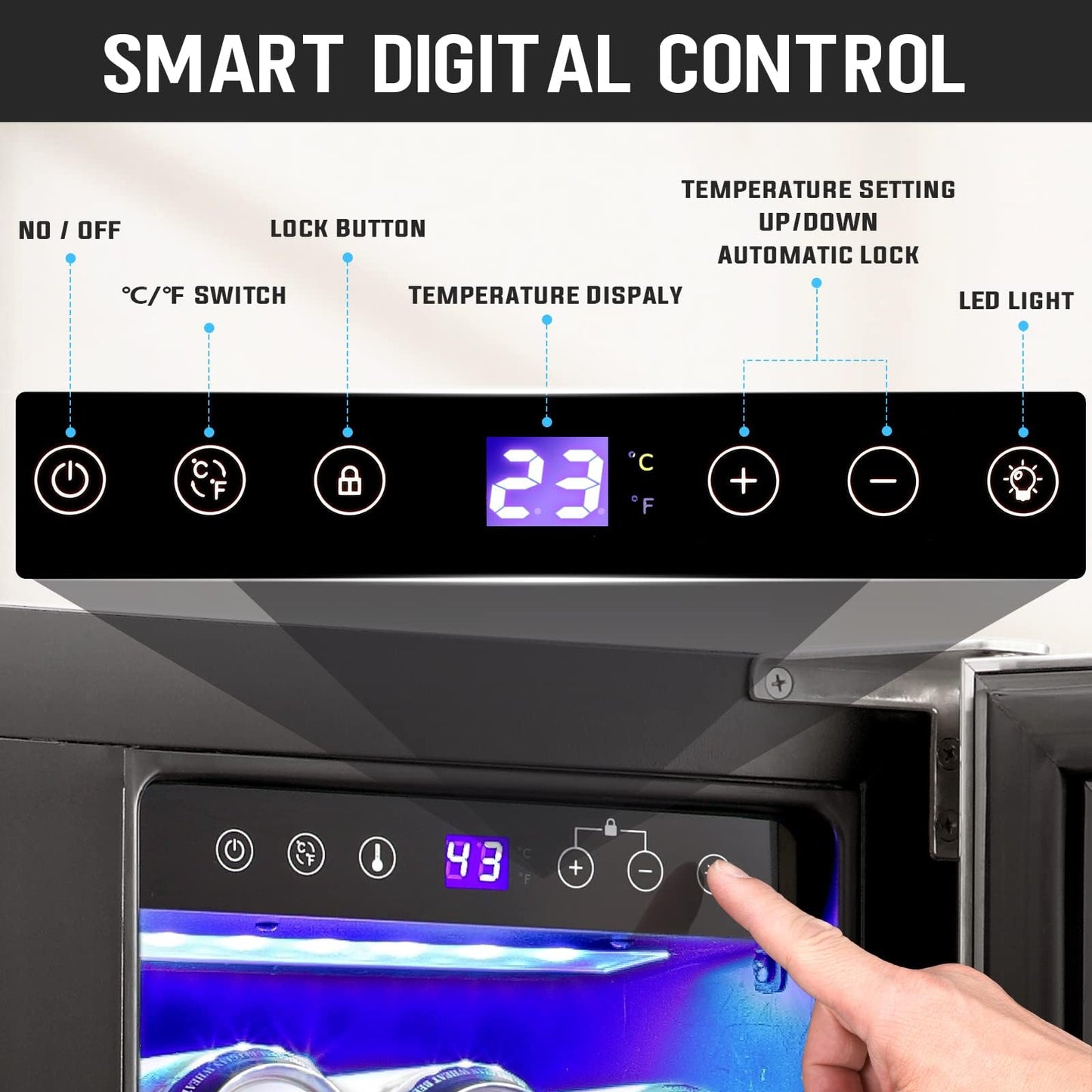 Antarctic Star Wine Fridge,15 Inch Wine Cooler Refrigerator Under Counter(41-68°F),28 Bottles Built-in Dual Zone &Freestanding Wine Refrigerator with Stainless Steel & Double-Layer Tempered Glass Door