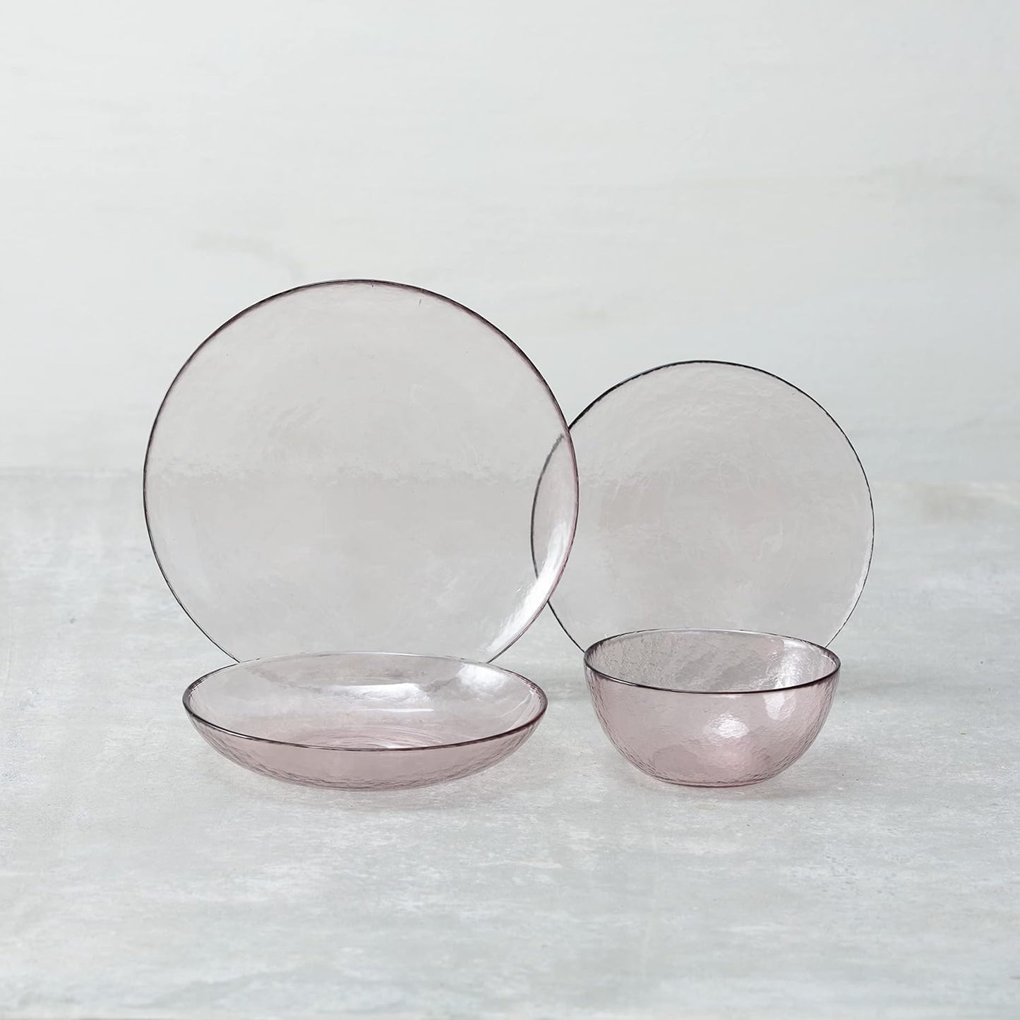 Fortessa Los Cabos Glass Dinnerware Collection, Coupe Entrée Bowl (Set of 4), 8.6 Inch/25oz, Pink