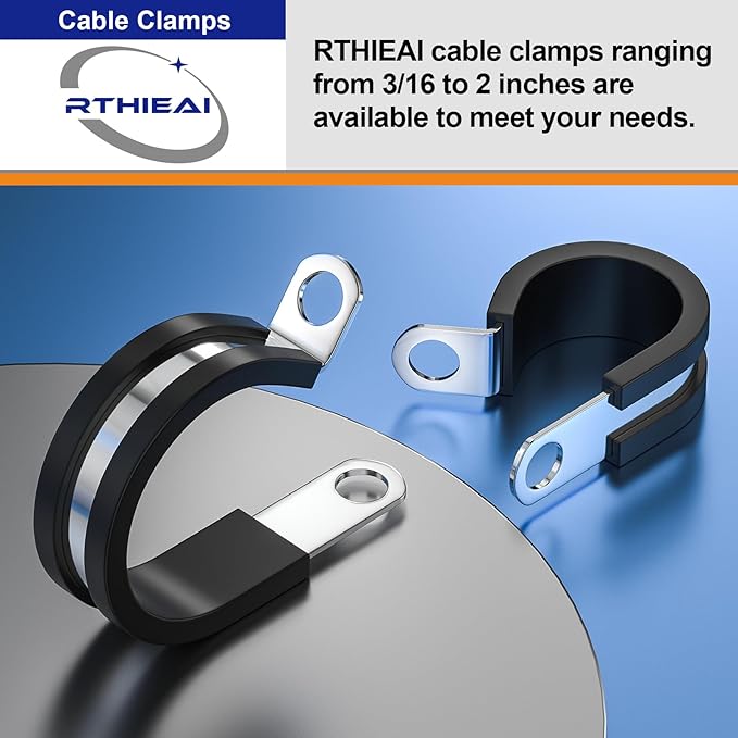 50 PCS 5/8 Inch Cable Clamps, 304 Stainless Steel Cable Clamps, Insulated Clamp, Hose Clamp, Pipe Clamp, Sturdy Clamp, and Wire Clamp by RTHIEAI