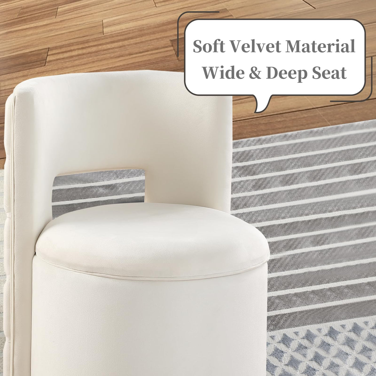 Tassullo Swivel Chair with Storage for Living Room, Round Velvet Vanity Chair with Tufted Button Back, Pillow Included (Beige)