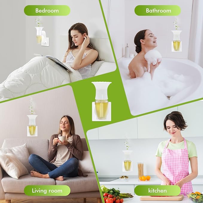 Wall Fragrance Plug in Air Freshener- Plug in Diffuser with Night Light Compatible with Bath and Body Works Wallflowers Refill, ETL Certified Rotatable plug, Scent Control Plug for Home Office (2PCS)