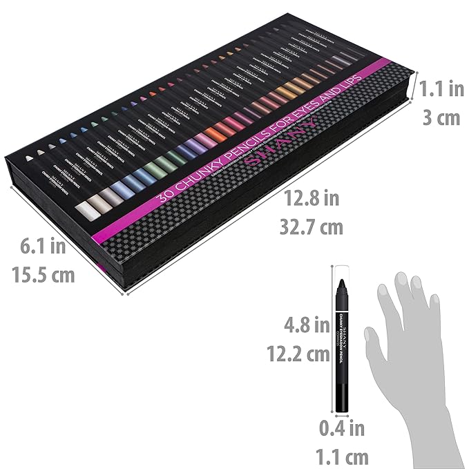 SHANY Chunky Eyeshadow Pencils Lip Liner, Eyeliner, Eye Pencils - Multi-Use Chunky Pencils for Eye Shadow, Lip Makeup, Lipstick with Vitamin E,Aloe Vera - Gift Box - Set of 30 Colors