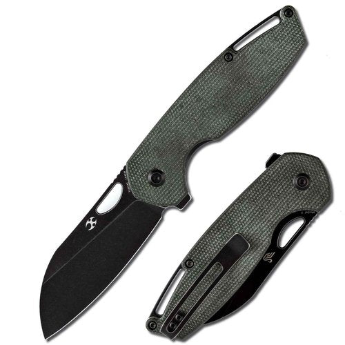 KANSEPT Model 6 Pocket Knives EDC Camping 3.1'' 154CM Material Pocket with Green Micarta Handle Everyday Carry T1022A2