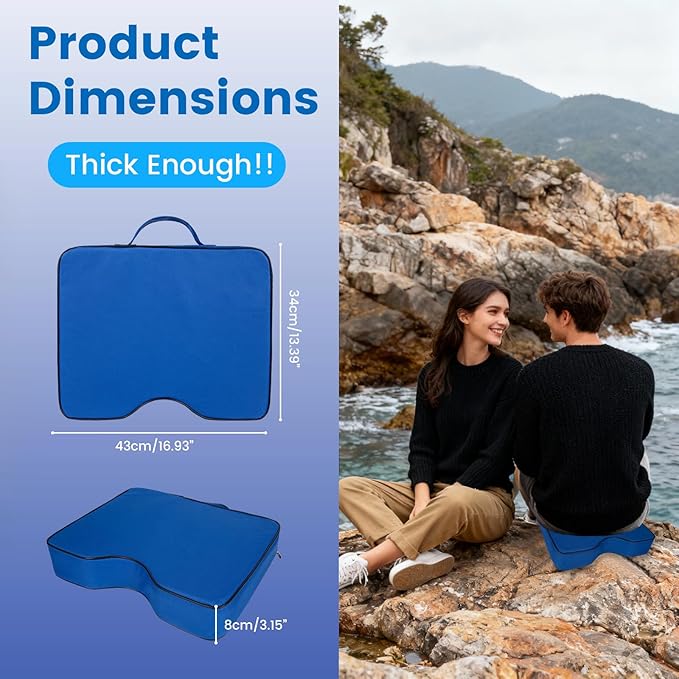 FirstGift 2-Pack 3.15" Stadium Seat Cushions - Portable Water-Resistant Bleacher Pads with Decorative Trim, Lightweight & Comfortable for Sports, Games, and Outdoor Events
