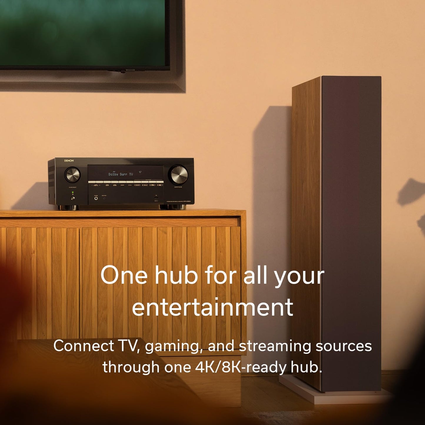 Denon AVR-X2900H 7.2 Channel AV Receiver, 95W, Dolby Atmos & DTS:X, 8K/60Hz & 4K/120Hz Video, HEOS Wireless Multiroom Streaming, Wi-Fi, Bluetooth, Audyssey MultEQ XT