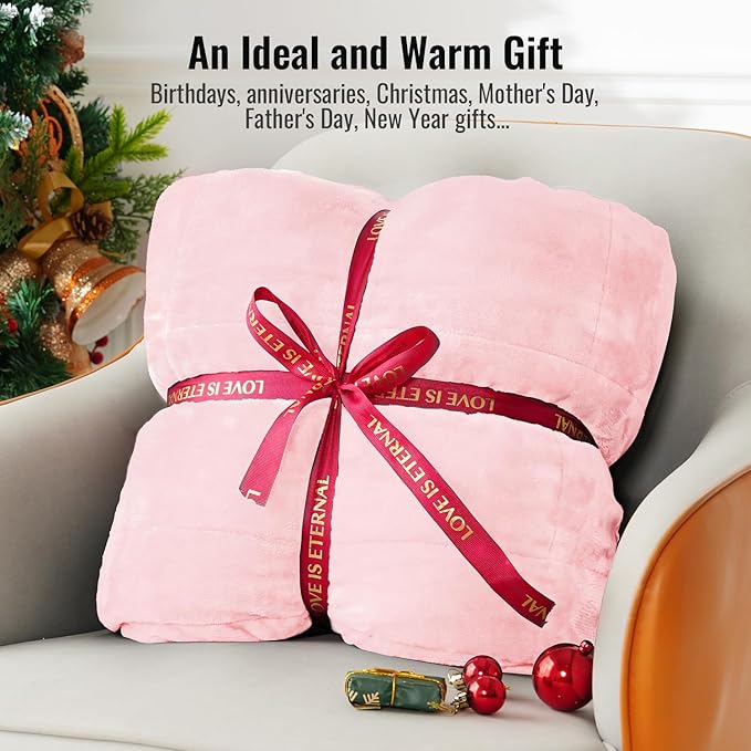 Uttermara Sherpa Fleece Weighted Blanket 12 lbs for Adult, Unicolor Ultra-Soft Fleece and Sherpa, Dual Sided Cozy Plush Blanket for Sofa Bed, 48 x 72 inches, Pink