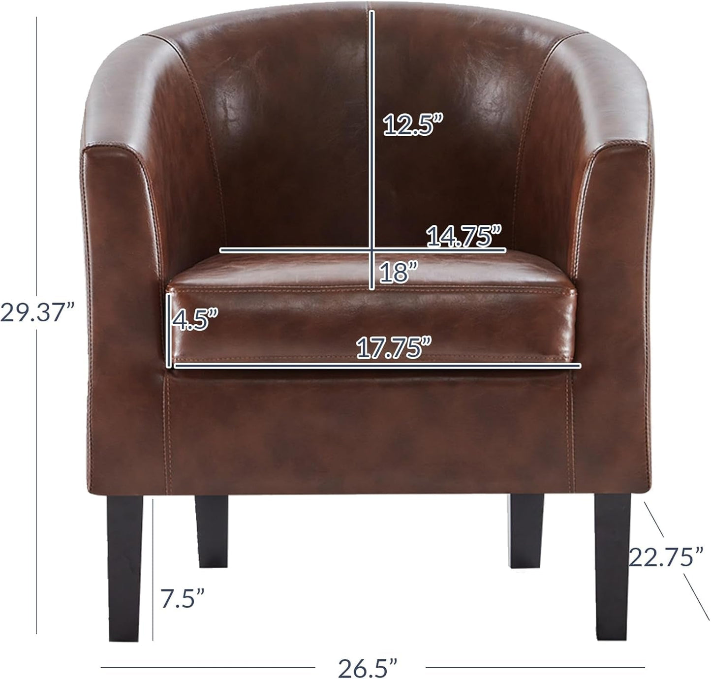 Accent Barrel Chair, Club Tub Sofa Corner Chair with Flared Legs and Cozy Soft Padding for Living Room Bedroom Waiting Room - Caramel