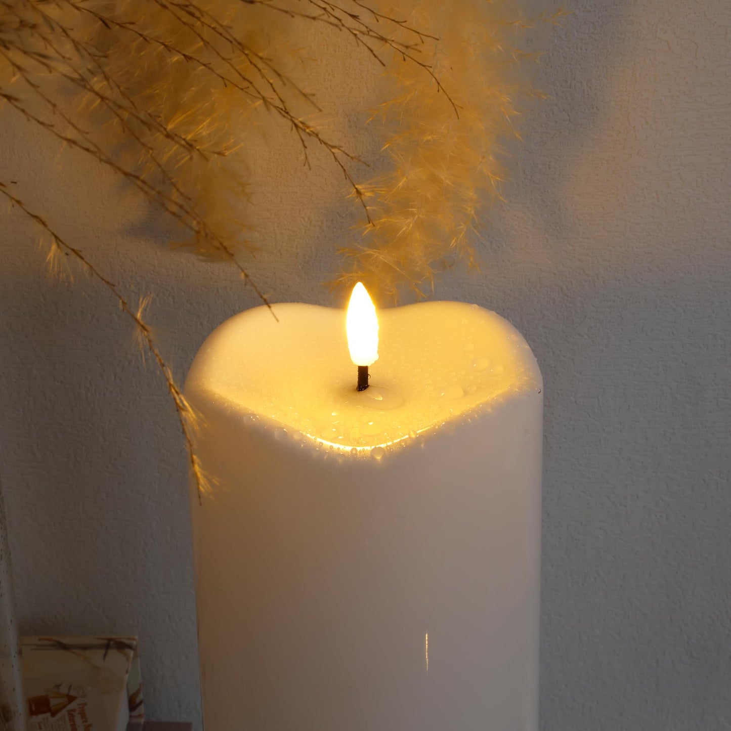 AFINETH 4" x14" Outdoor Candles with Timer Waterproof Large Flickering Flameless Candles with Remote Tall White Pillar Candles for Indoor Outdoor Use, 1Pack