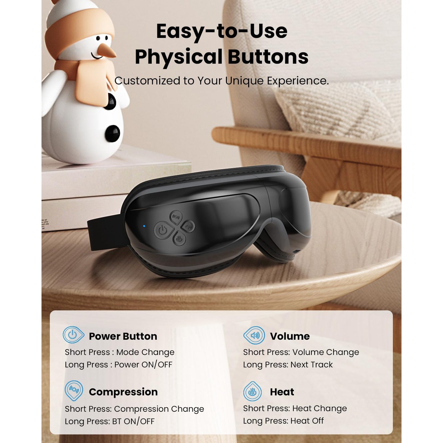BOB AND BRAD Eye Massager with Heat Compress, EyeOasis 2 Temple Massager with Heat, Smart Eye Mask for Migraine Relief, Personal Eye Care Device for Headache, Dry Eyes and Stress Relief