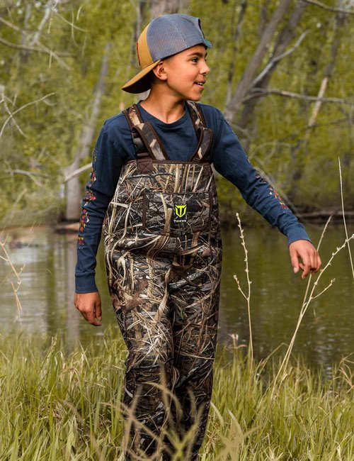 TIDEWE Chest Waders for Toddler & Children, Neoprene Waterproof Insulated Hunting & Fishing Youth Waders for Boy and Girl, Cleated Bootfoot Kids Wader, Next Camo Evos (Size 6)