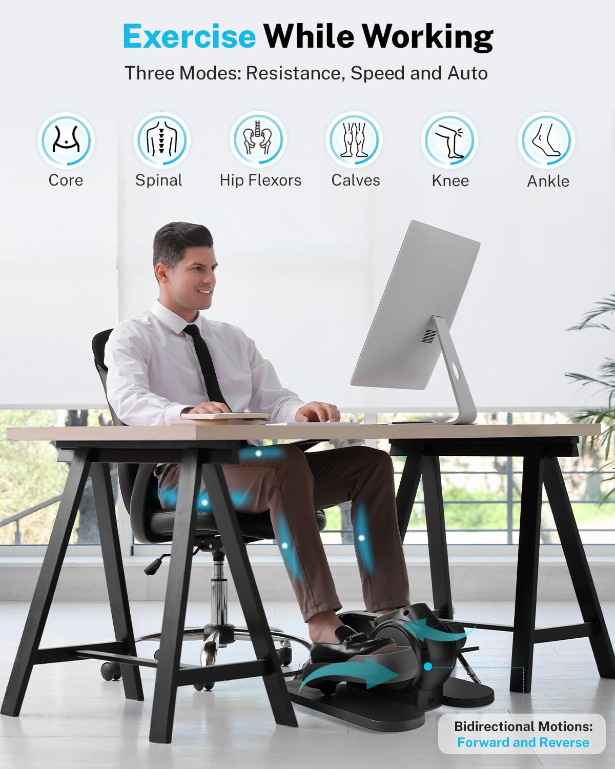 Gonex Under Desk Elliptical Exercise Machine Electric Sitting Seated Leg Pedal Exerciser with Resistance for Seniors Elderly Home 3 in 1 Mini Equipment with Remote 10 Resistance & 10 adjustable Speeds