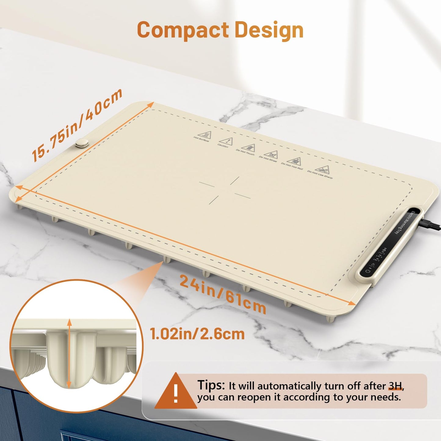 KEENSTAR Warming Tray with Full Surface Heating, Foldable & Portable Food Warmer, 3 Temperature Settings & Child Lock, Premium Silicone Warmer Mat for Parties, Family Gatherings, Holidays, Daily Use