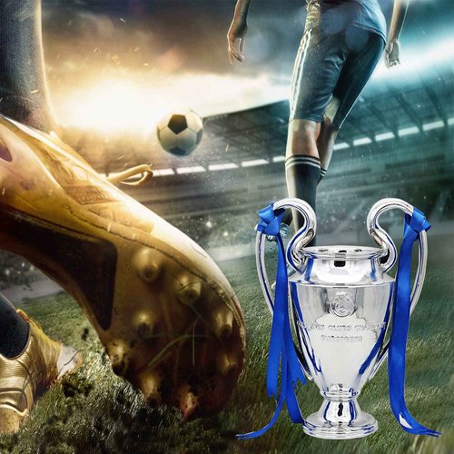 Emaraxy Champions Trophy, 12.6 Inch Sports League Cup, Soccer Trophy with Resin Replica for Electroplating Process, Soccer Sports League Cup with Ribbon for Room Decorations and Fan Gift