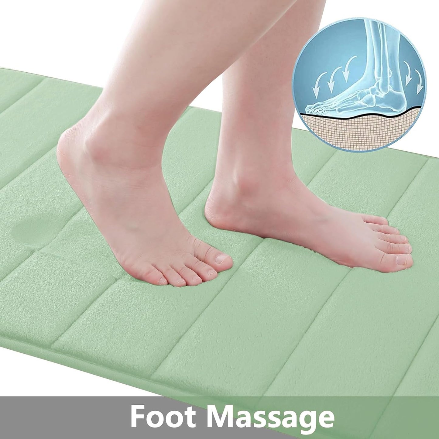 Buganda Memory Foam Bath Mat, 47" x 20", Ultra Soft and Non-Slip Bathroom Rugs, Water Absorbent and Machine Washable Bath Rug Runner for Bathroom, Shower, and Tub, Sage Green