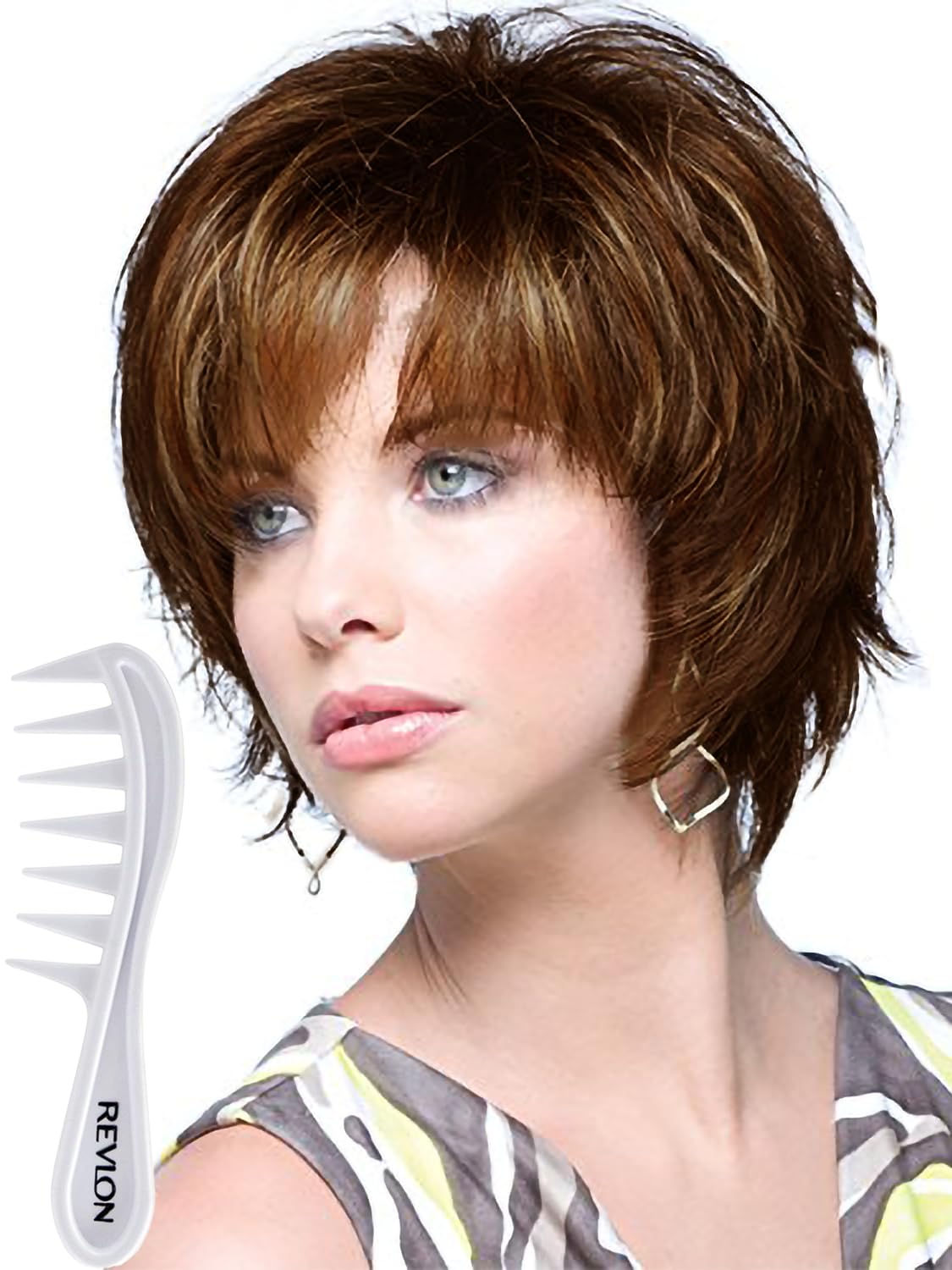 Noriko Sky Synthetic Wig by Rene of Paris and Wig Lift Comb - Toasted Brown - Bundle 2 Items