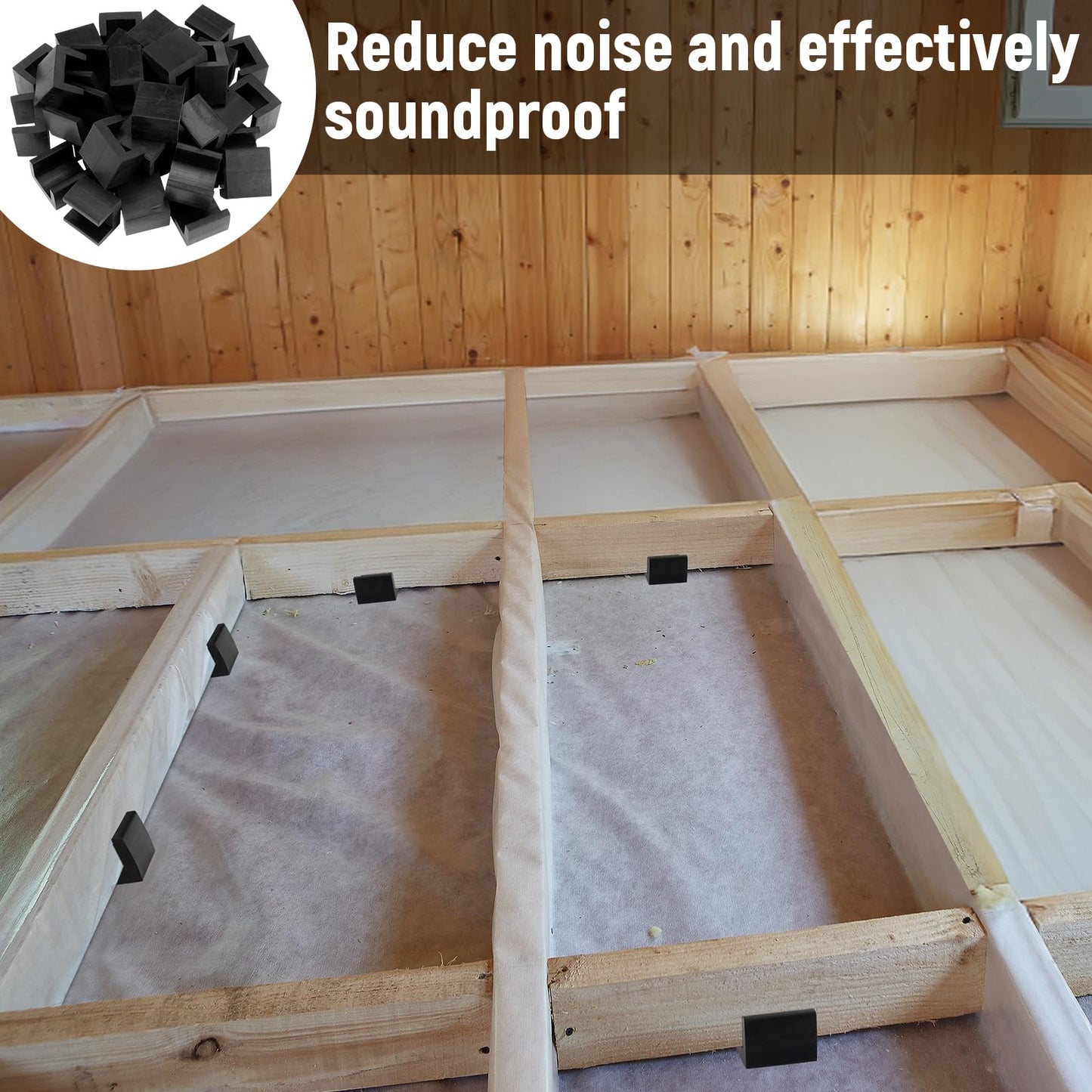 BBTO 50 Pcs U Boat Floor Floaters, Rubber Joist Isolators Floor Decoupler, Sound Isolation Clip for Subfloor Sound Blocking