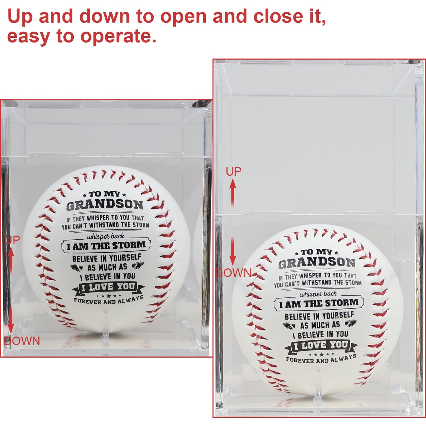 Personalized Baseball Gift for Grandson from Grandparents - Heartfelt Grandparents to Grandson Baseball with Inspirational Message - Perfect Birthday, Christmas, Graduation Gift for Teenage Boys,Youth